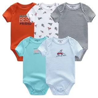 Baby Romper Half Sleeve Pack of 5 Pieces in Multicolor
