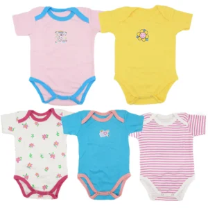 Baby Romper Half Sleeve Pack of 5 Pieces in Multicolor